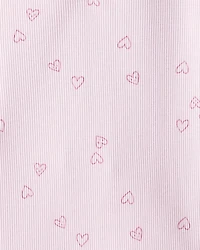 Toddler Girl 2-Pack Heart Print Cotton Long-Sleeve Top - Green/Pink