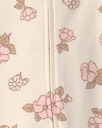 Baby Girl 2-Pack Floral Striped 100% Cotton 2-Way Zip Sleepers - Pink