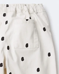 Toddler Girl Polka Dot Cuffed Barrel Pant - Ivory