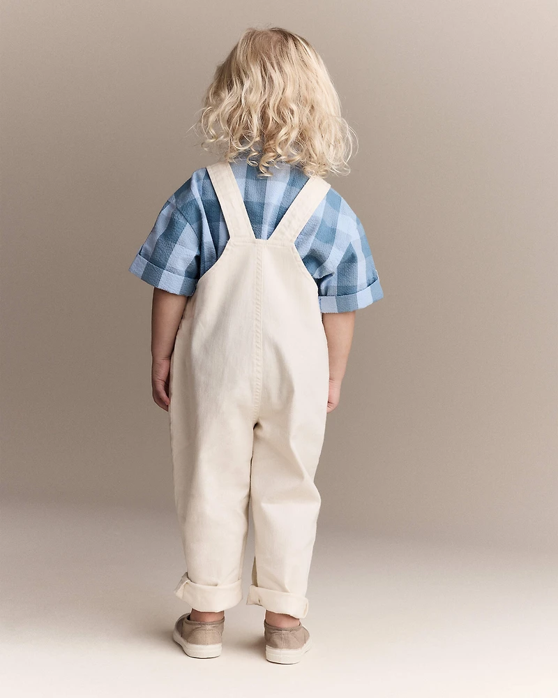 Toddler Let's Eat' Overall with Kanga Pocket - Cream