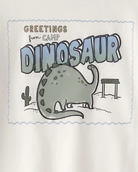 Baby Boy Dinosaur Long-Sleeve Graphic Tee - Cream