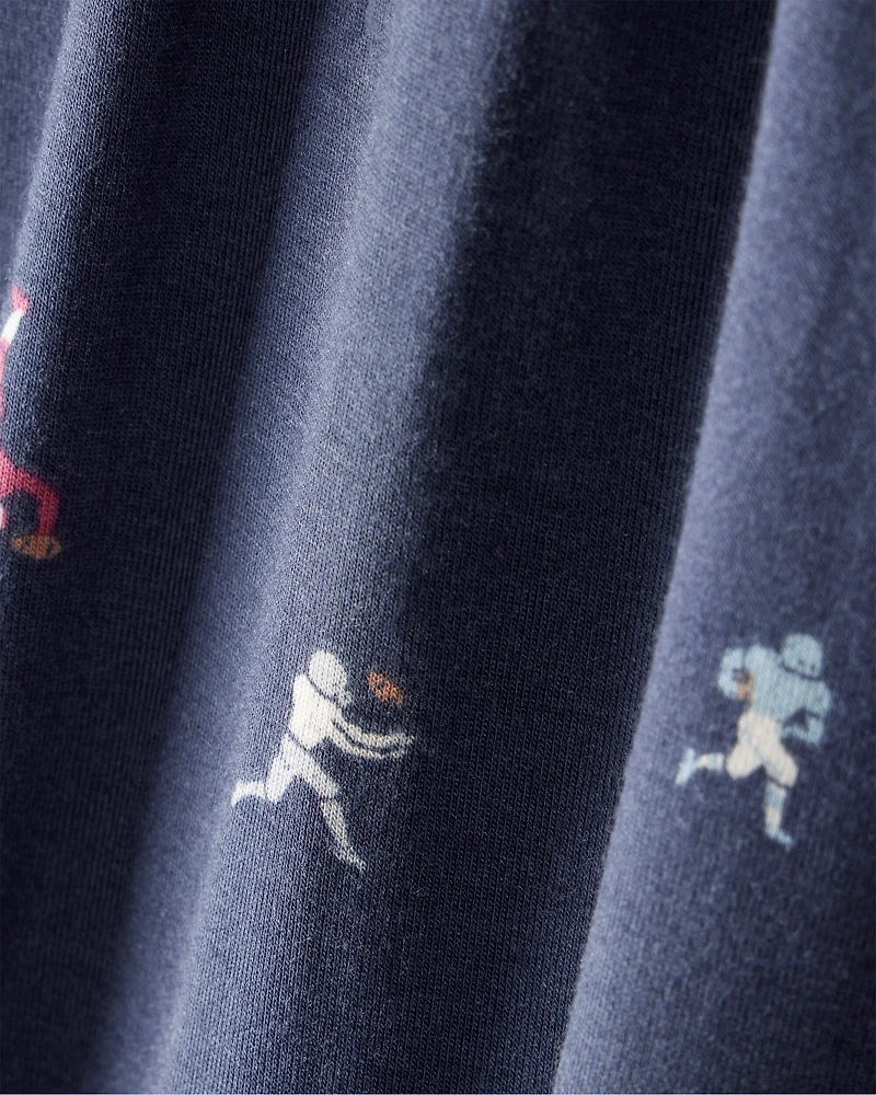 Baby Boy Football Print PurelySoft Long-Sleeve Sleeper - Blue