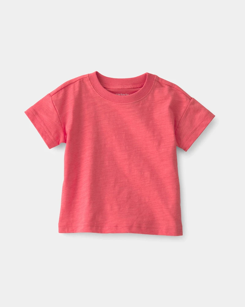 Baby Boy 2-Piece Solid Overall Set - Red/Orange