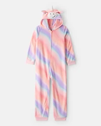 Girls Unicorn Ombre Loose Fit Long-Sleeve Zip-Up 1-Piece Pyjamas