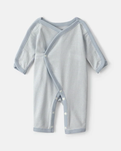 Baby Boy Striped 100% Cotton Sleeper - Blue