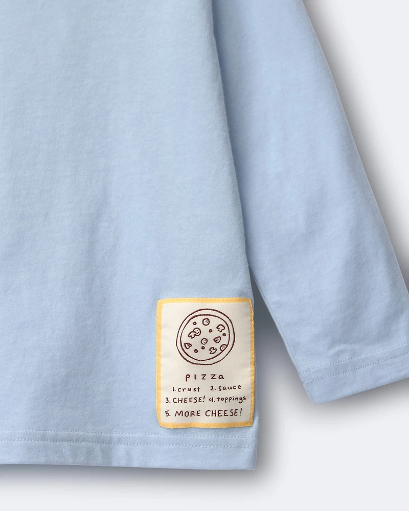 Toddler Pizza Long-Sleeve Relaxed Tee - Blue
