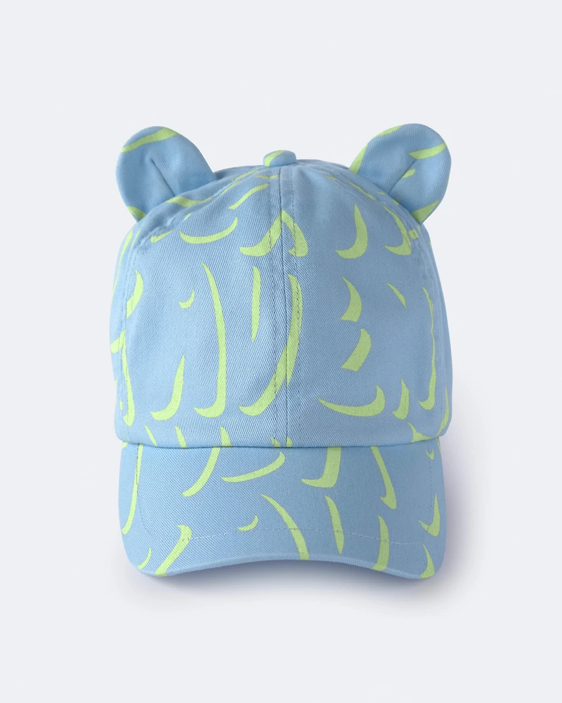 Toddler Baseball Hat with Ears Abstract Print - Blue