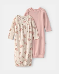 Baby Girl 2-Pack Floral Sleeper Gowns - Pink