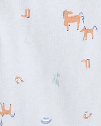 Baby Boy 5-Pack Cowboy Print Cotton Multipack Bodysuits - Blue/White/Orange/Green