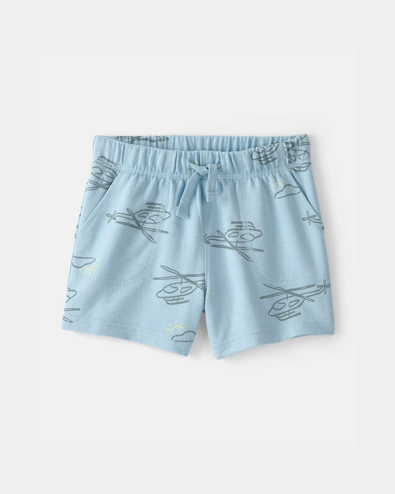 Toddler Boy Helicopter French Terry Shorts - Blue