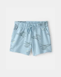 Toddler Boy Helicopter French Terry Shorts - Blue
