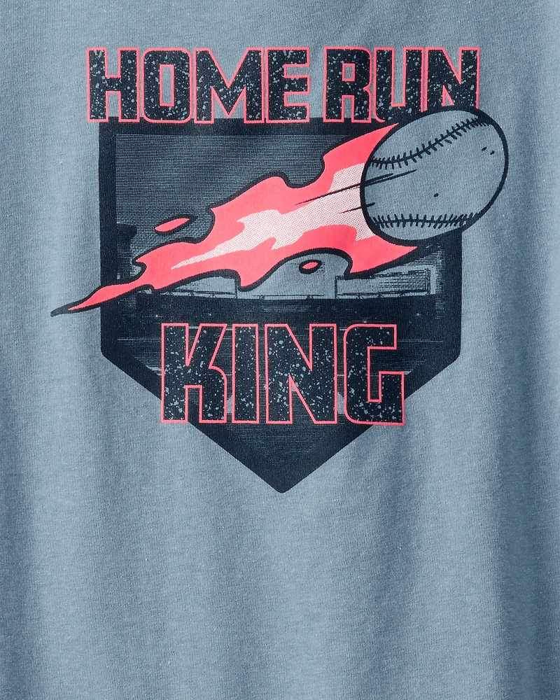 Boys Baseball Long-Sleeve Graphic Tee - Blue