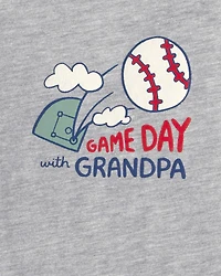 Baby 'Gameday With Grandpa' Graphic Bodysuit - Grey