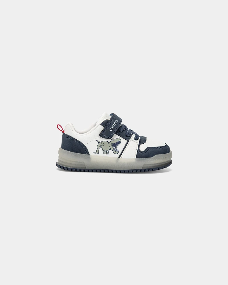 Toddler Boy Casual Light-up Dino Shoe - White/Blue