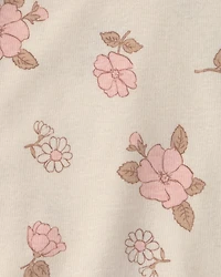 Baby Girl 5-Pack Floral Short-Sleeve Bodysuits - Pink/Ivory