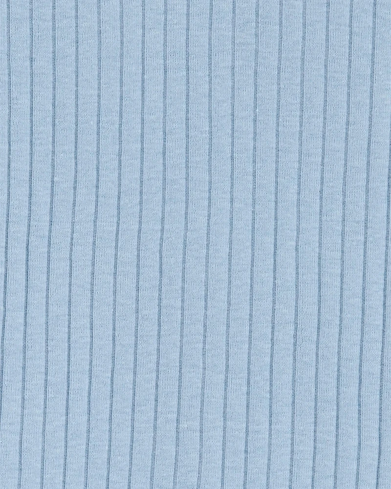 Kid Solid Ribbed Cotton Blend 2-Piece Pyjamas