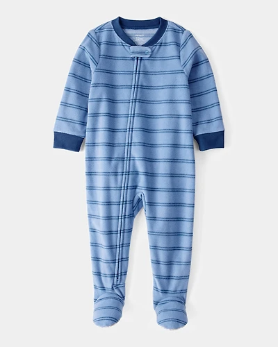Baby Boy 1-Piece Striped Fleece Footie Pyjamas