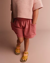 Toddler Girl Swing Short with Pockets - Burgundy