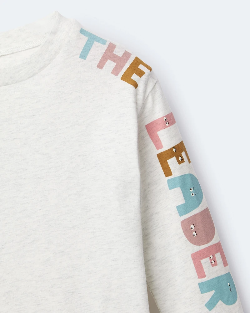 Toddler 'The Leader' Long-Sleeve Relaxed Graphic Tee - Light Heather Grey