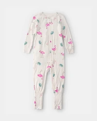 Baby Girl Flamingo PurelySoft Snug Fit 1-Piece Pyjama - Ivory