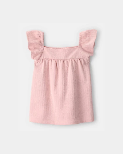 Toddler Girl Flutter-Sleeve Seersucker Top - Pink