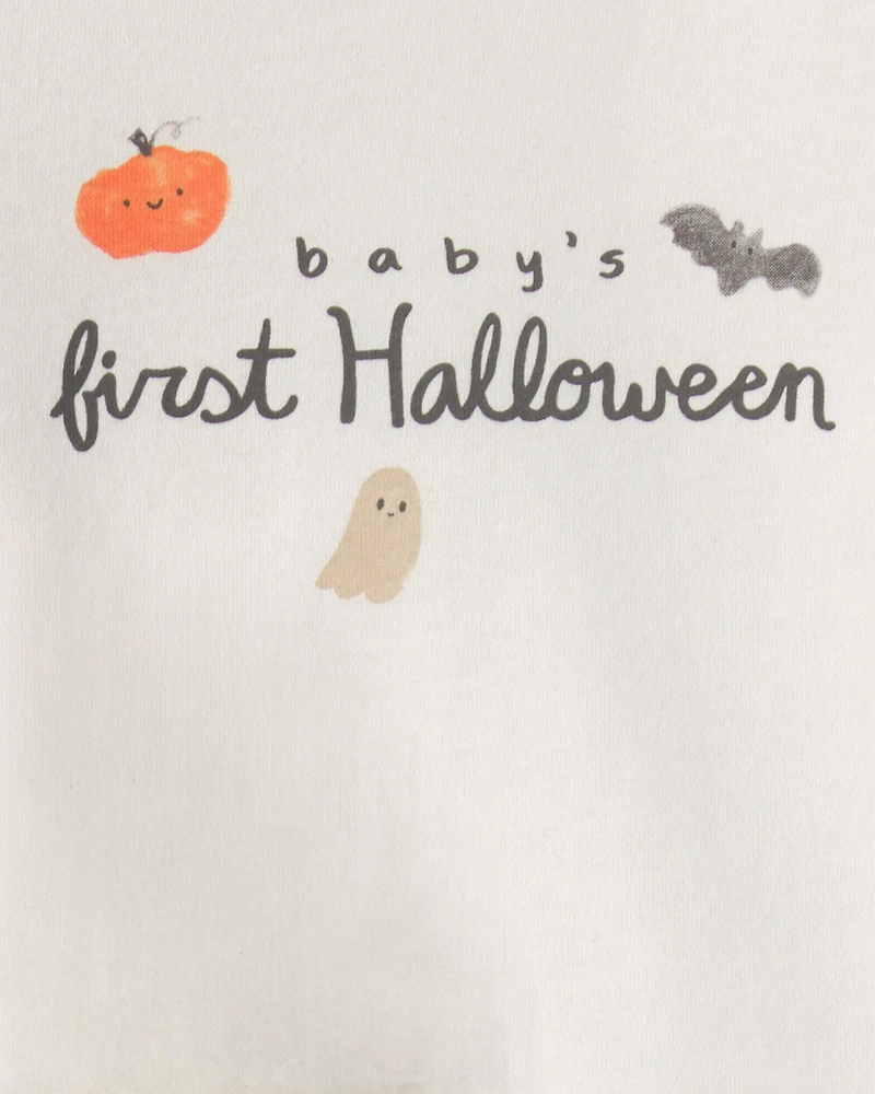 Baby 2-Piece 'Baby's First Halloween' Long-Sleeve Bodysuit & Pant Set - Orange/Cream