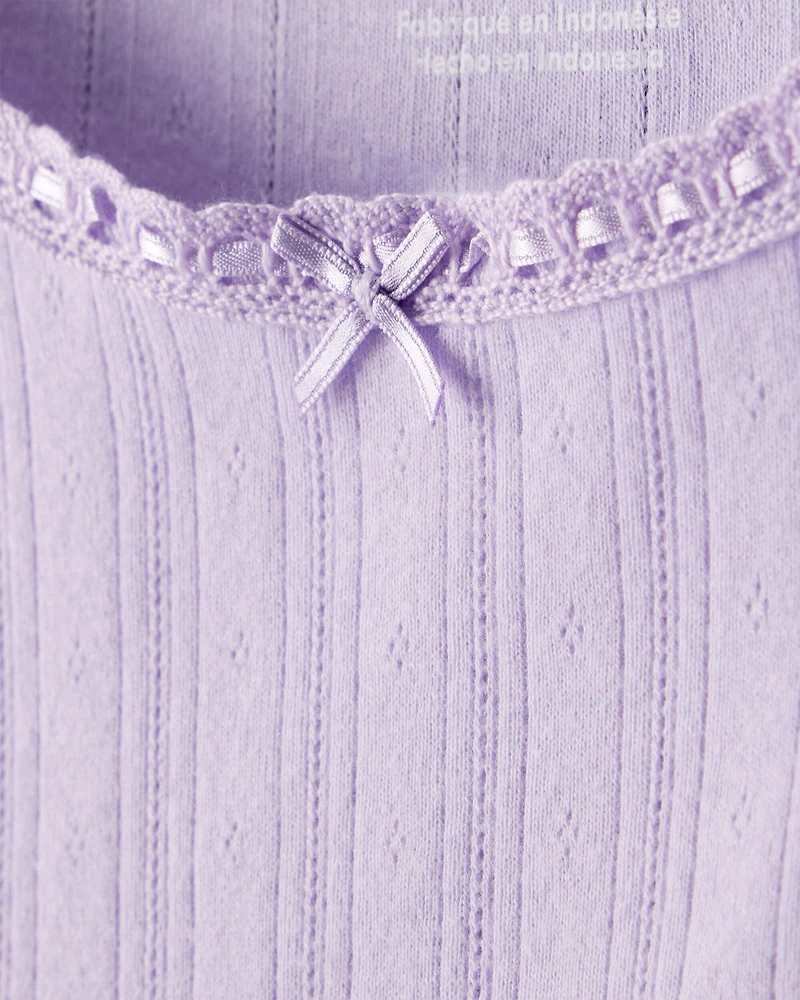 Girls Pointelle Long-Sleeve Top - Purple