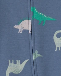 Baby Boy Dinosaur Foot Art Snug Fit Sleeper - Blue