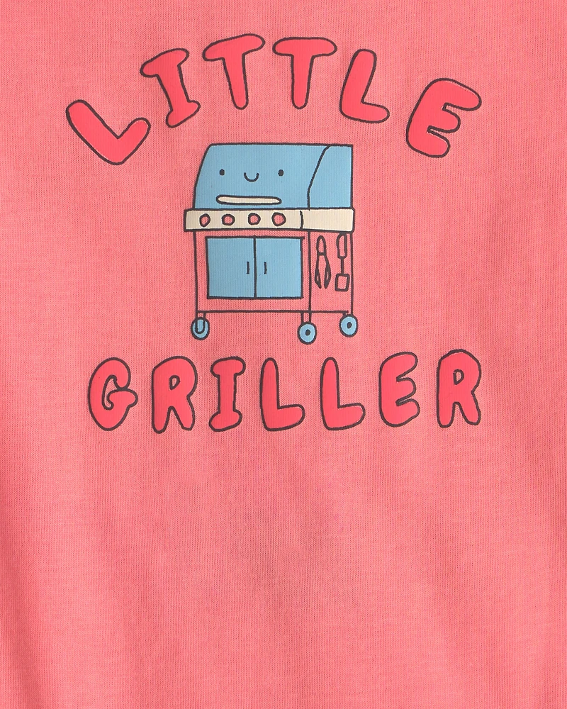 Baby Boy 'Little Griller' Sleeveless Graphic Bodysuit - Orange