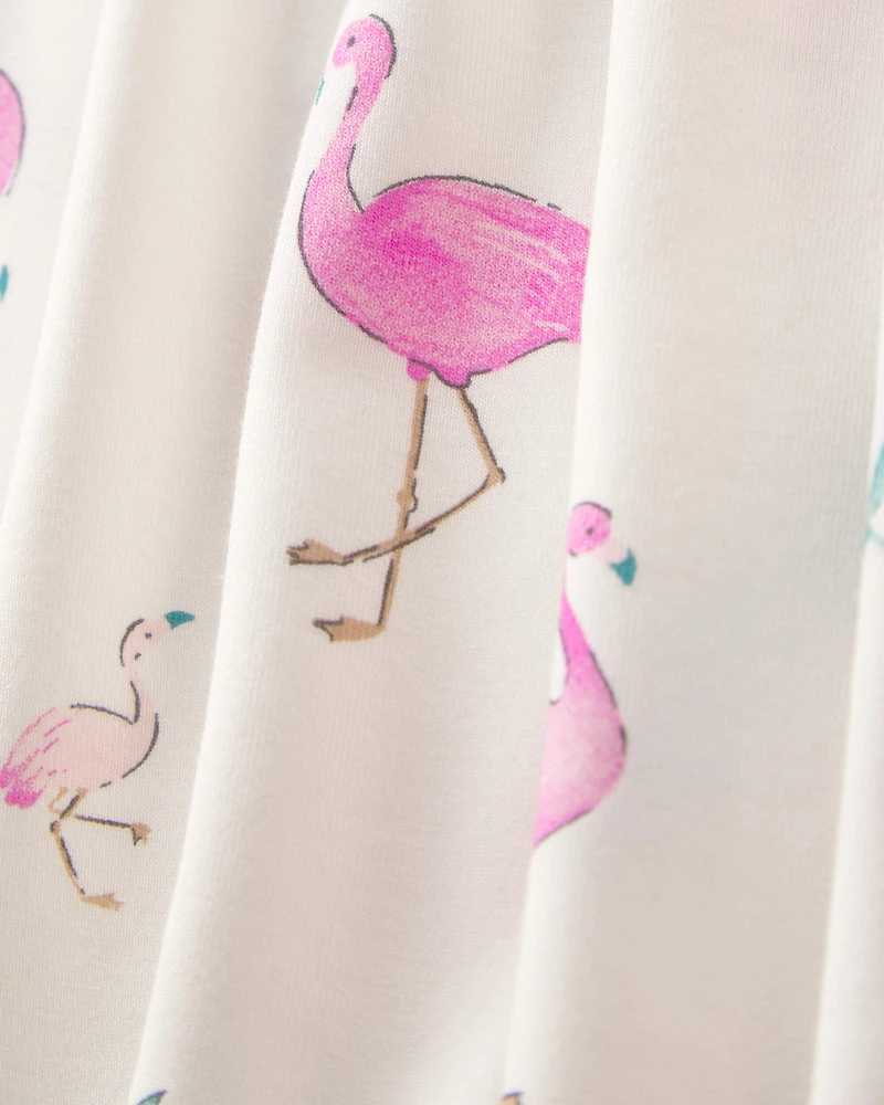 Baby Girl Flamingo PurelySoft 2-Way Zip Snug Fit Sleeper - Ivory