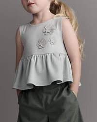 Toddler Girl Peplum Top Floral Print - Light Blue