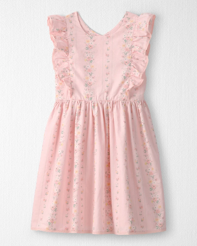 Girls Ruffle Dress Made with Organic Cotton Spring Garden Print
