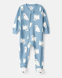 Baby Boy 1-Piece Polar Bear Fleece Footie Pyjama - Blue
