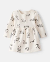 Baby Girl DayDream Fleece Puppy Knit Dress - Ivory