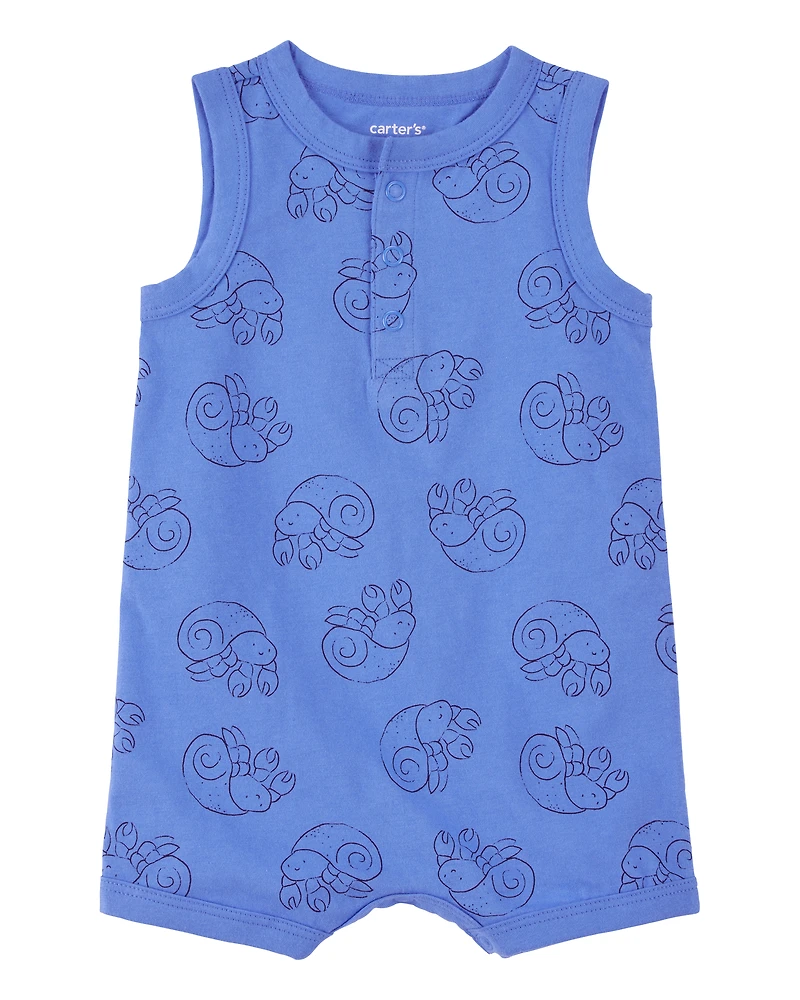 Baby Hermit Crab Print Cotton Romper