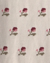 Girls Organic Cotton Sweater Knit Pullover Floral Jacquard