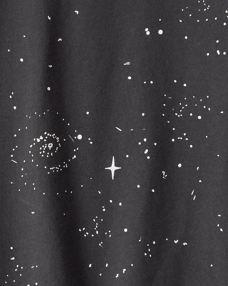 Boys Galaxy Print Long-Sleeve Graphic Tee - Black