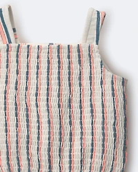 Toddler Girl Smocked Top Stripes - Cream