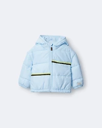 Toddler Boy Zip-Up Hooded Puffer - Light Blue