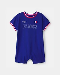 Baby Umbro France Soccer Romper - Blue/Red/White