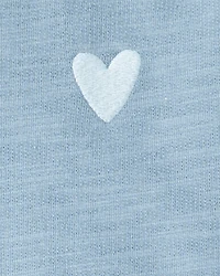 Toddler Girl Heart Cotton Long-Sleeve Cardigan Sweater - Blue