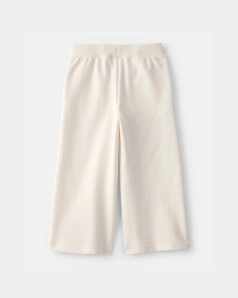 Toddler Girl French Terry Wide-Leg Active Pants - Ivory