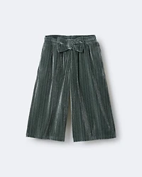 Toddler Girl Velvety Wide-Leg Pant with Bow - Dark Green