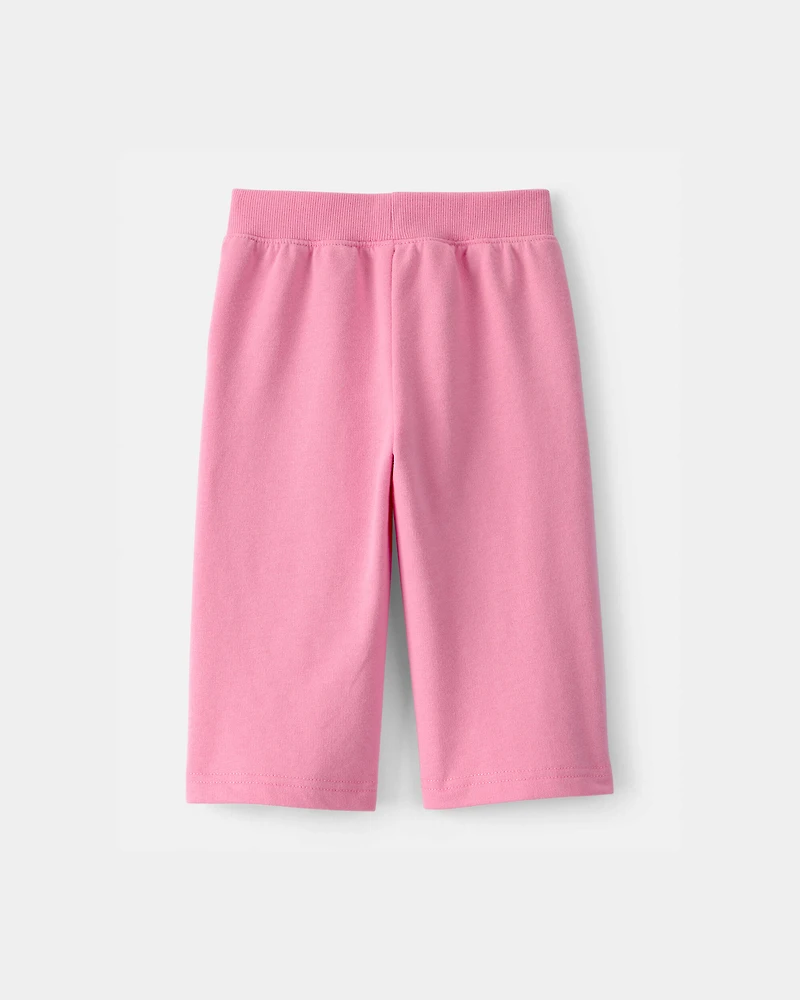 Baby Girl French Terry Wide-Leg Active Pants - Pink