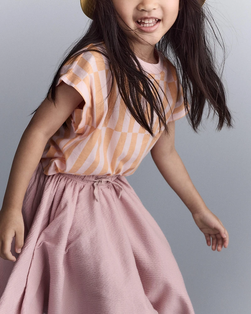 Toddler Girl Off-Center Stripe Dolman Tee - Rose/Light Orange