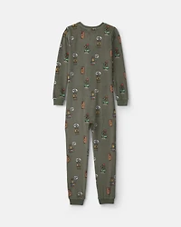 Boys 1-Piece Silly Food DreamPlush Snug Fit Pyjama - Olive Green