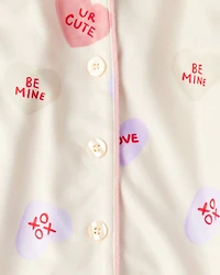 Toddler Girl Candy Hearts Fleece Loose Fit 2-Piece Pyjamas - Ivory