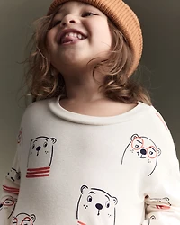 Toddler Otter Print Long-Sleeve Relaxed Graphic Tee - Cream