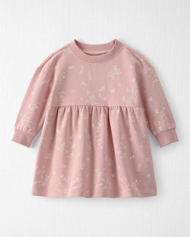 Baby Girl Organic Cotton Dress Pink Bunny Print