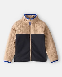 Boys Colour Block Zip-Up Jacket - Black